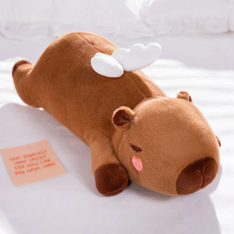 Adorable Long Orange Kawaii Capybara Plushies with Wings