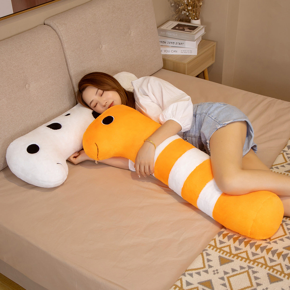 Cuddly Long Ocean Eel Plushies in White and Orange