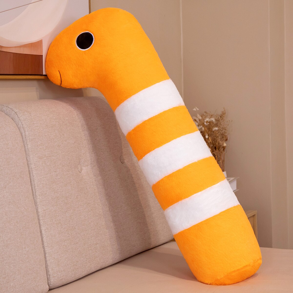 Cuddly Long Ocean Eel Plushies in White and Orange
