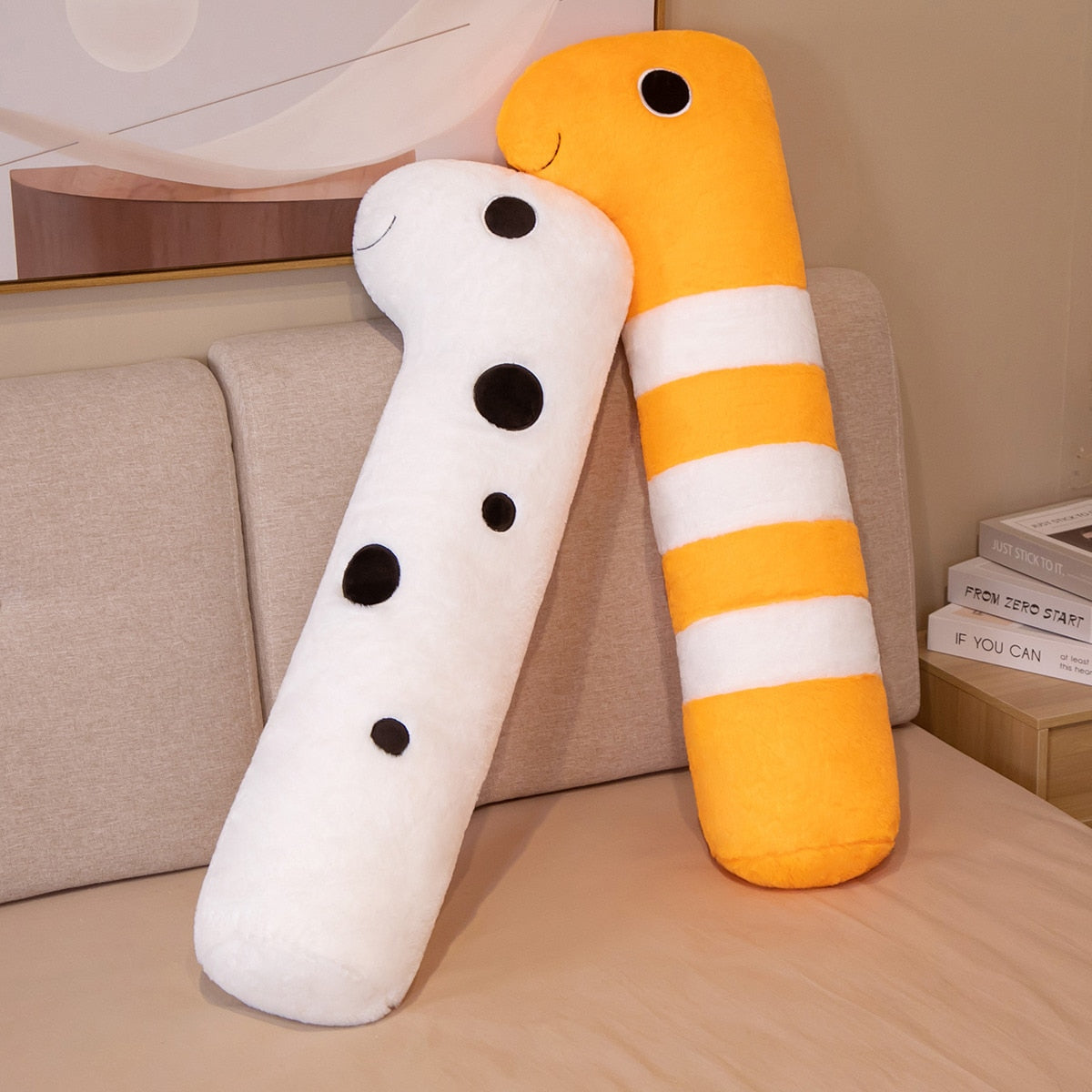 Cuddly Long Ocean Eel Plushies in White and Orange