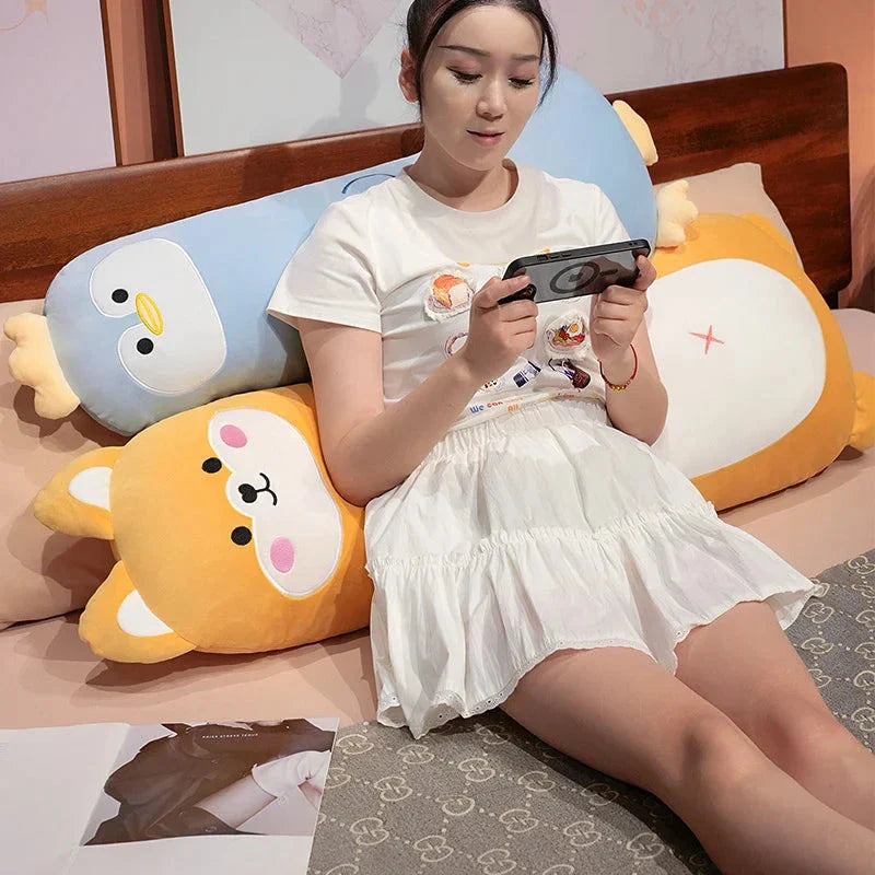 Snuggly Long Penguin, Shiba Inu, Pig, and Zebra Plush Friends