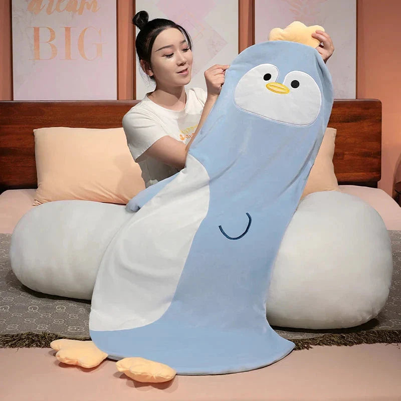 Snuggly Long Penguin, Shiba Inu, Pig, and Zebra Plush Friends