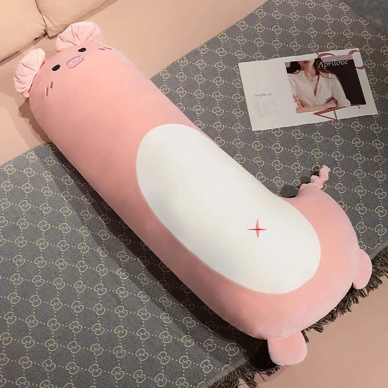 Snuggly Long Penguin, Shiba Inu, Pig, and Zebra Plush Friends