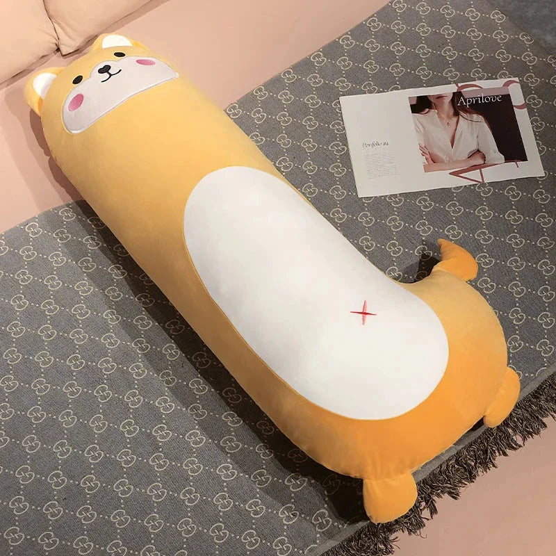 Snuggly Long Penguin, Shiba Inu, Pig, and Zebra Plush Friends