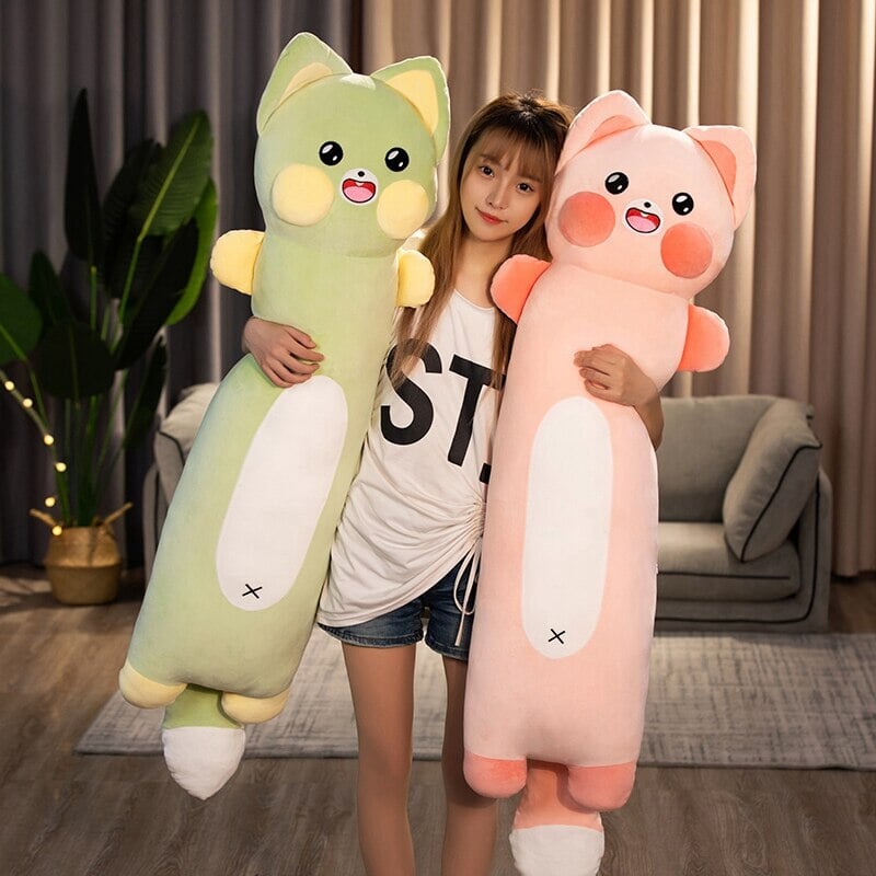 Extra-Soft Long Cat and Raccoon Plush Toys for Ultimate Cuddles