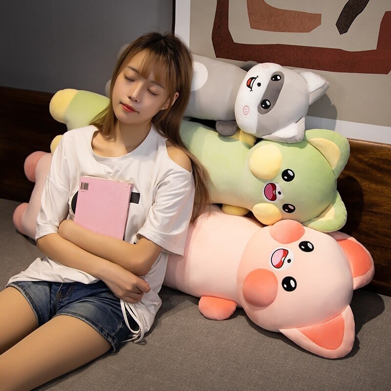 Extra-Soft Long Cat and Raccoon Plush Toys for Ultimate Cuddles