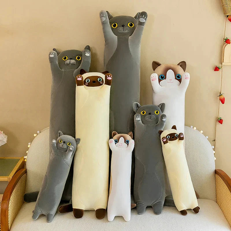 Cozy Collection of Long Plush Siamese, British Shorthair, and Snowshoe Cat Stuffed Animals