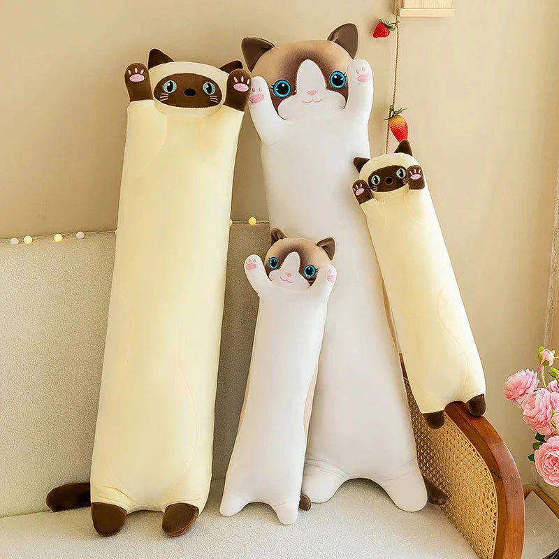 Cozy Collection of Long Plush Siamese, British Shorthair, and Snowshoe Cat Stuffed Animals