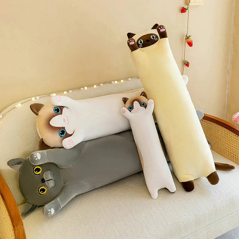 Cozy Collection of Long Plush Siamese, British Shorthair, and Snowshoe Cat Stuffed Animals