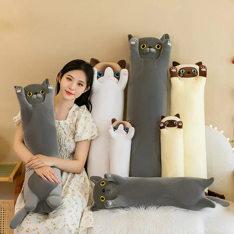 Cozy Collection of Long Plush Siamese, British Shorthair, and Snowshoe Cat Stuffed Animals