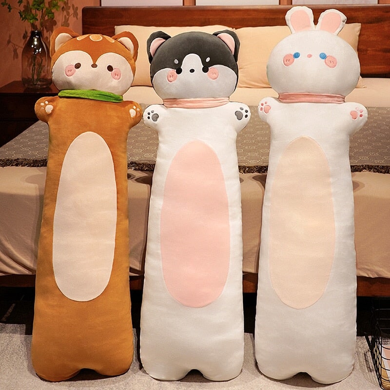 Cuddly Long Plush Friends: Monkey, Dog, Deer, Bunny, and Cat Companions
