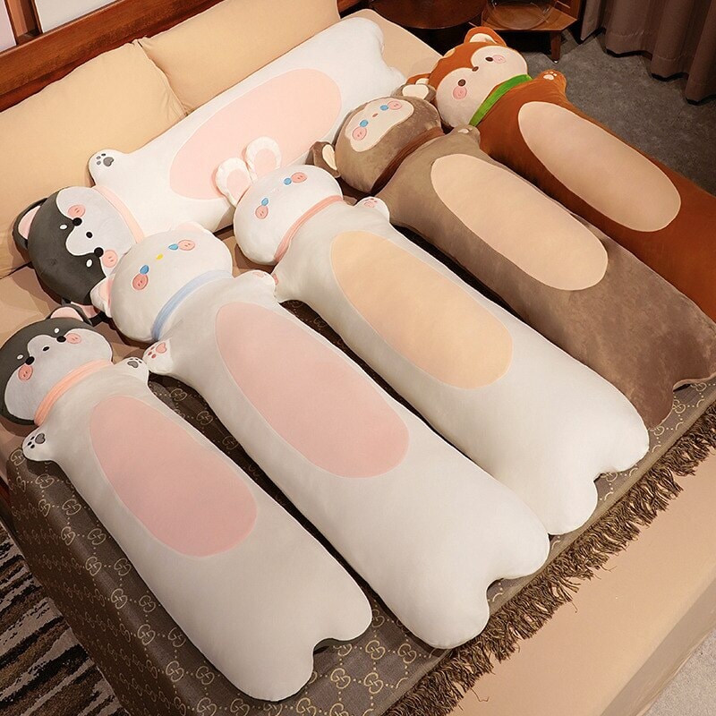 Cuddly Long Plush Friends: Monkey, Dog, Deer, Bunny, and Cat Companions