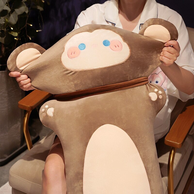 Cuddly Long Plush Friends: Monkey, Dog, Deer, Bunny, and Cat Companions