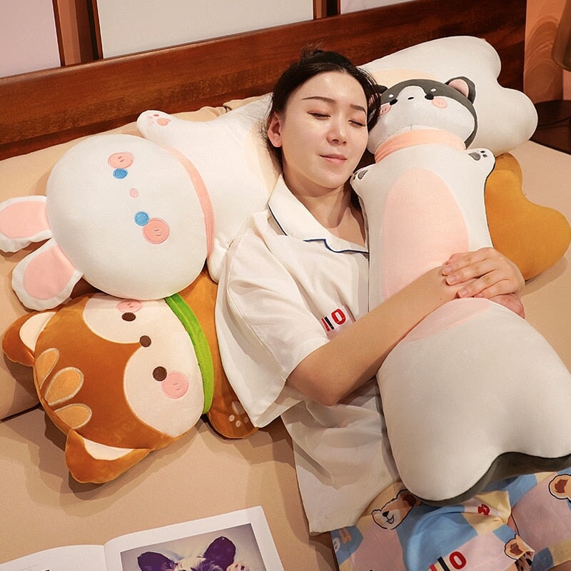 Cuddly Long Plush Friends: Monkey, Dog, Deer, Bunny, and Cat Companions