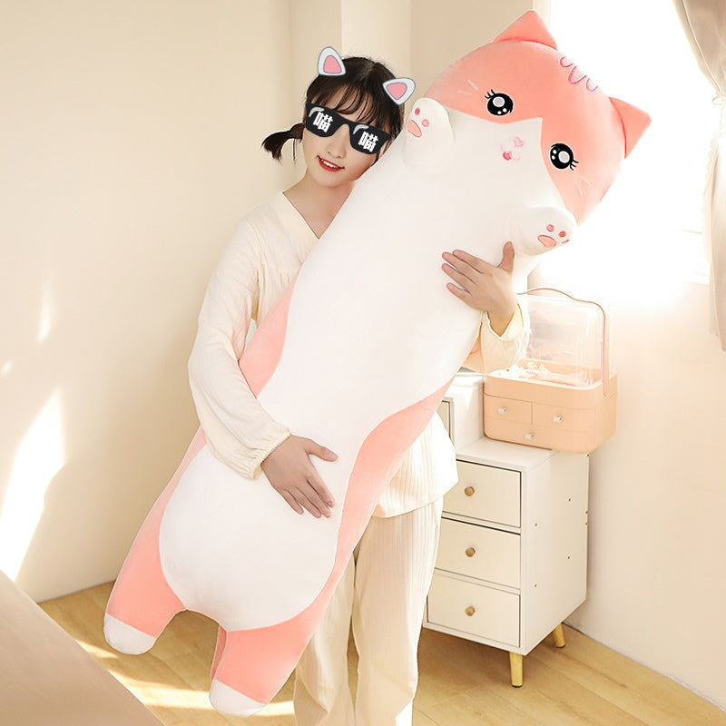 Cozy Long Pink and Gray Cat Plush Toys for Ultimate Cuddling