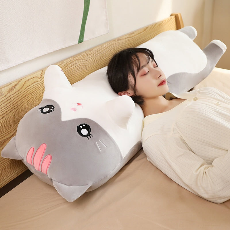 Cozy Long Pink and Gray Cat Plush Toys for Ultimate Cuddling