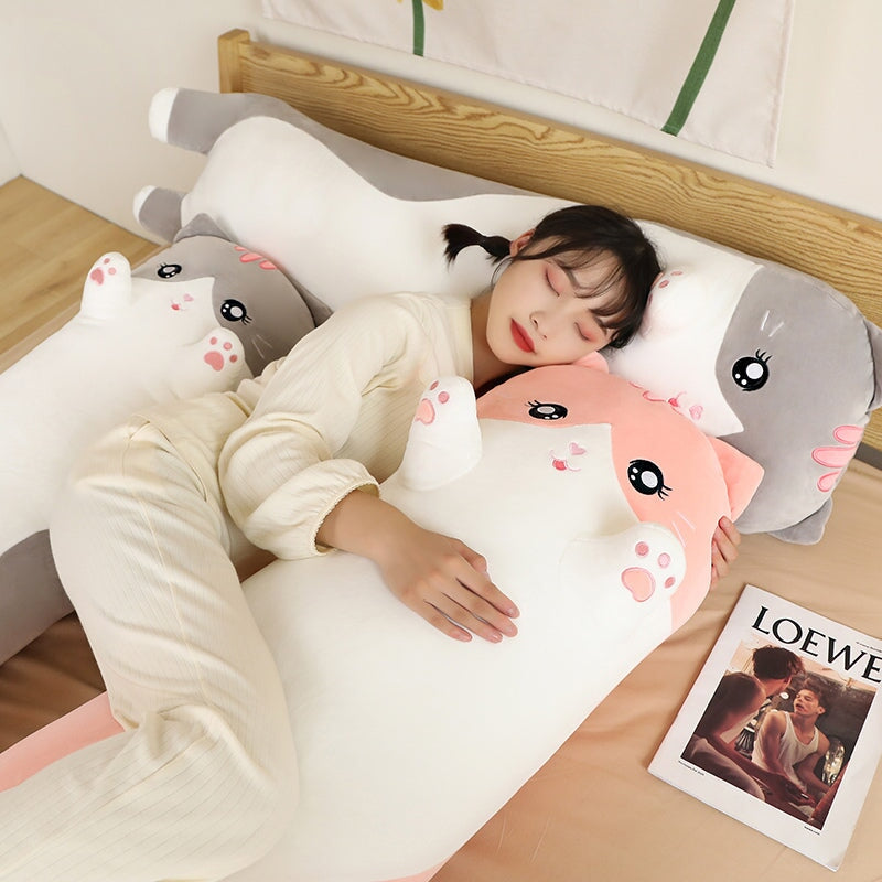 Cozy Long Pink and Gray Cat Plush Toys for Ultimate Cuddling
