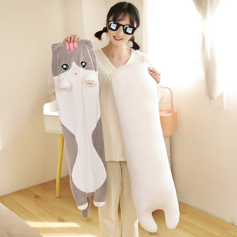 Cozy Long Pink and Gray Cat Plush Toys for Ultimate Cuddling