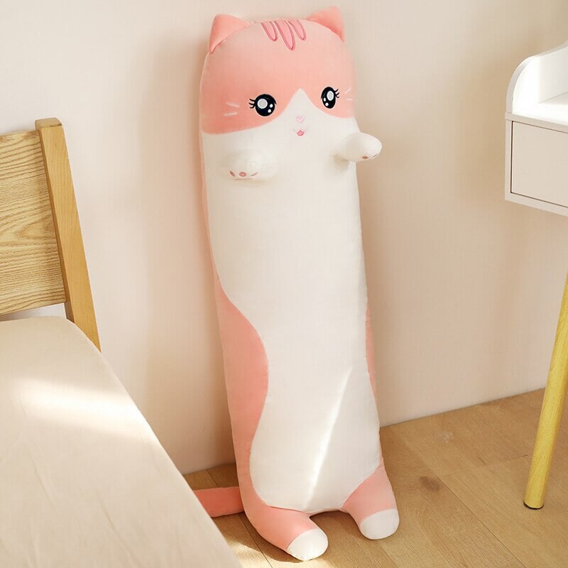 Cozy Long Pink and Gray Cat Plush Toys for Ultimate Cuddling