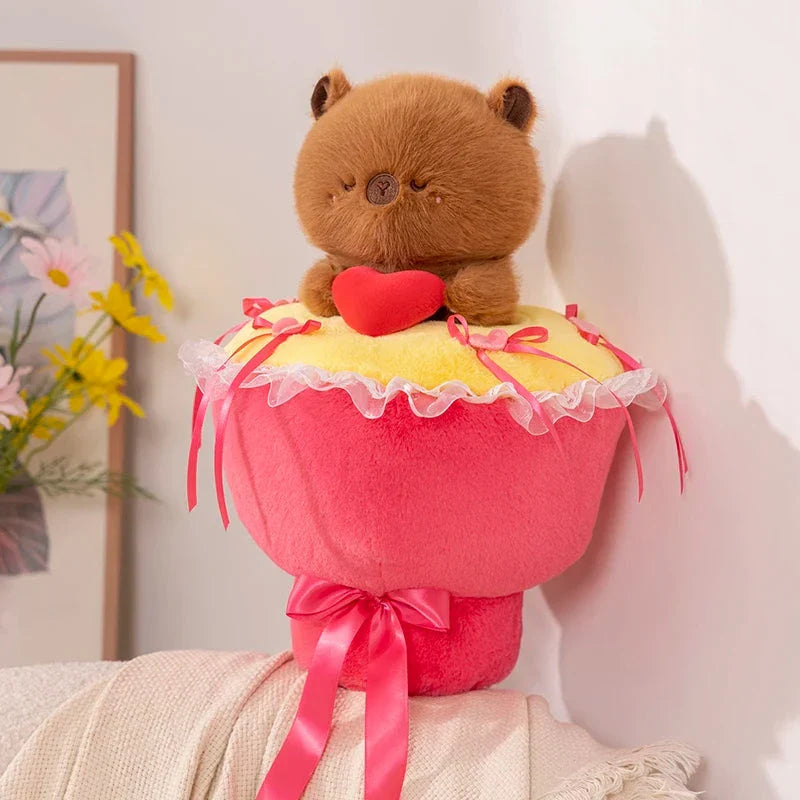 Charming Capybara Plush Flower Arrangement