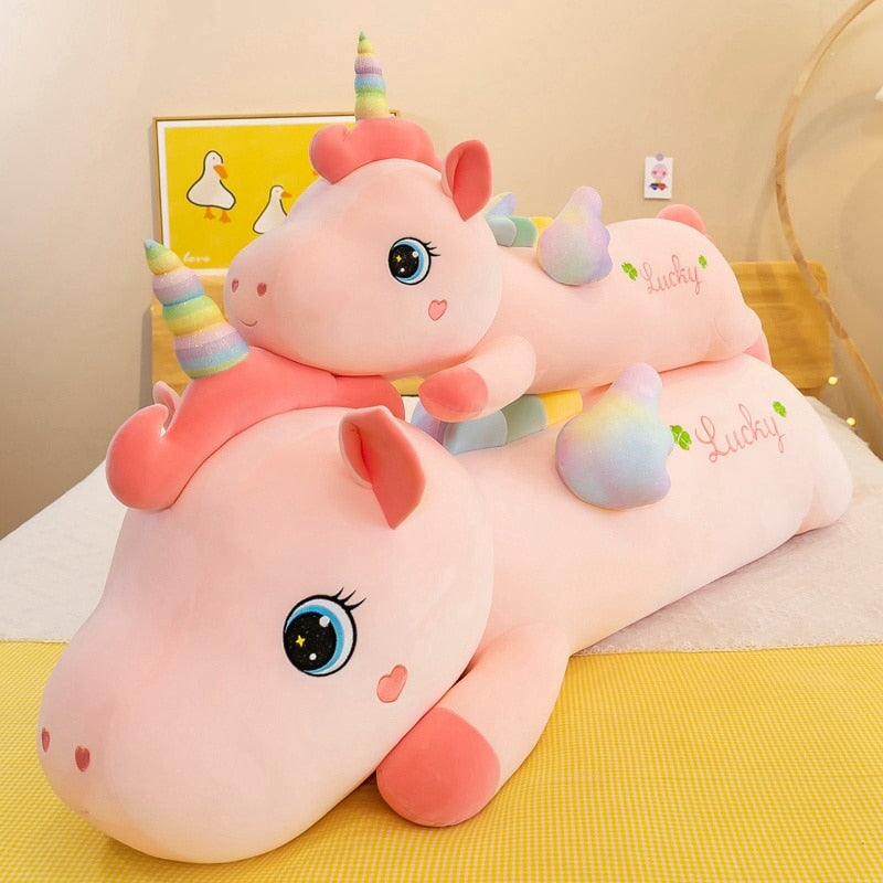 Adorable Long Pink Unicorn Plushie - Lucky Edition