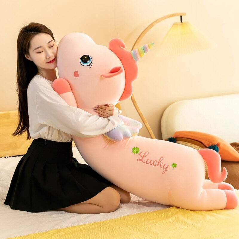 Adorable Long Pink Unicorn Plushie - Lucky Edition