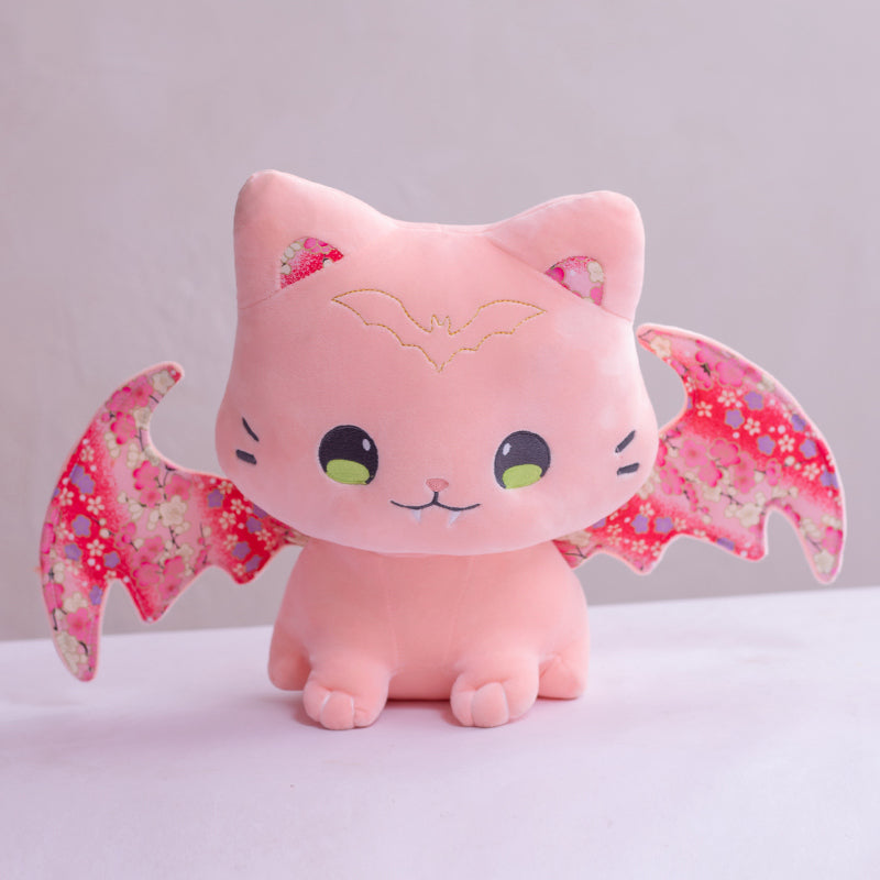 Adorable Kawaii Sakura Cat Plushies: Luna & Solis with Enchanting Wings!