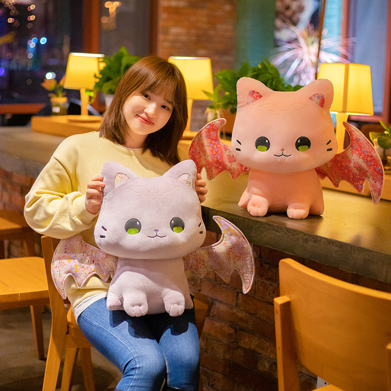 Adorable Kawaii Sakura Cat Plushies: Luna & Solis with Enchanting Wings!