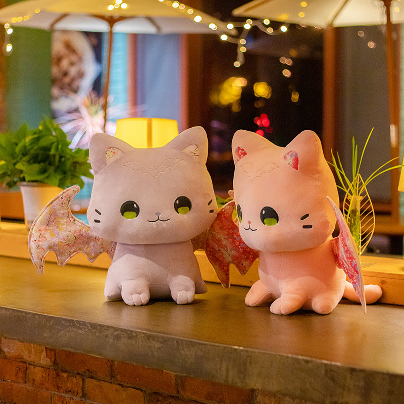 Adorable Kawaii Sakura Cat Plushies: Luna & Solis with Enchanting Wings!