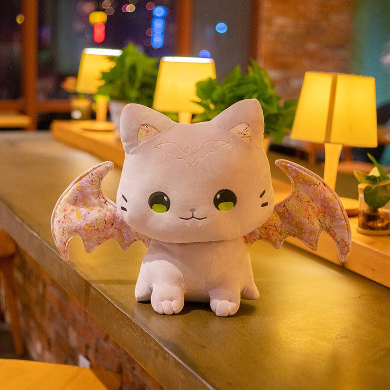 Adorable Kawaii Sakura Cat Plushies: Luna & Solis with Enchanting Wings!