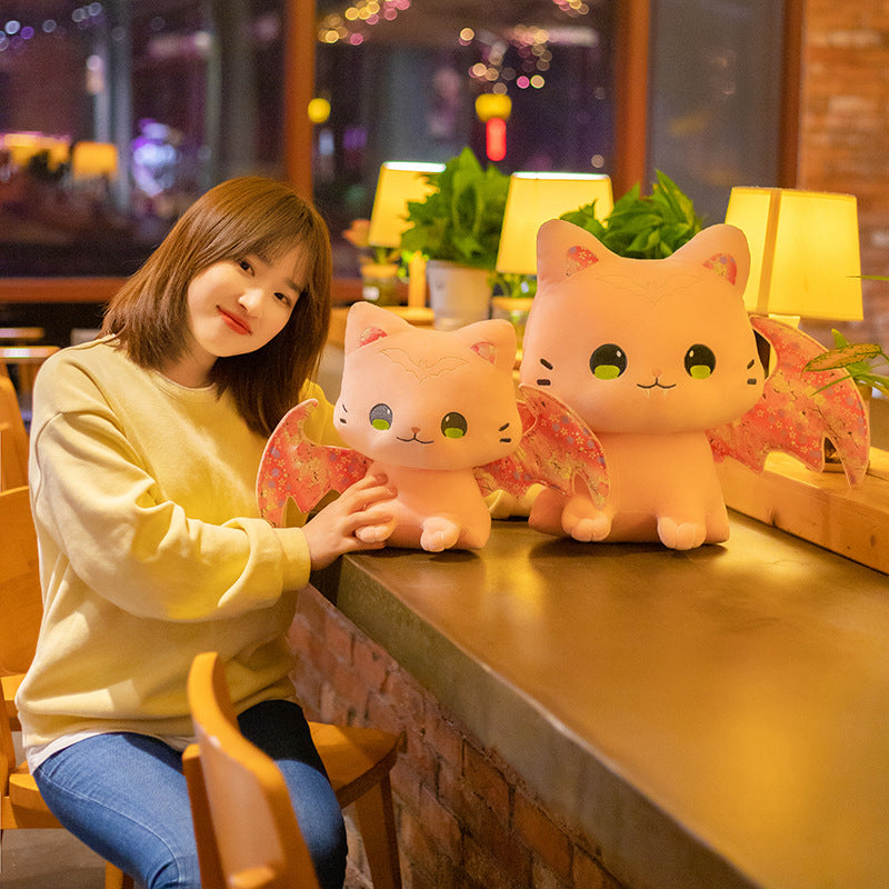 Adorable Kawaii Sakura Cat Plushies: Luna & Solis with Enchanting Wings!