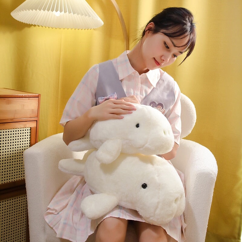Milo the Adorable Fluffy White Manatee Plush Toy