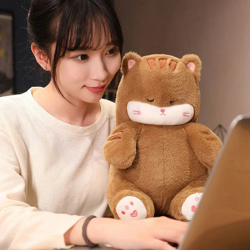 Cozy Napping Noodle Cat Plush Toy