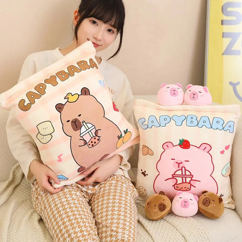 Adorable Pink and Brown Capybara Plush Candy Bag Friends