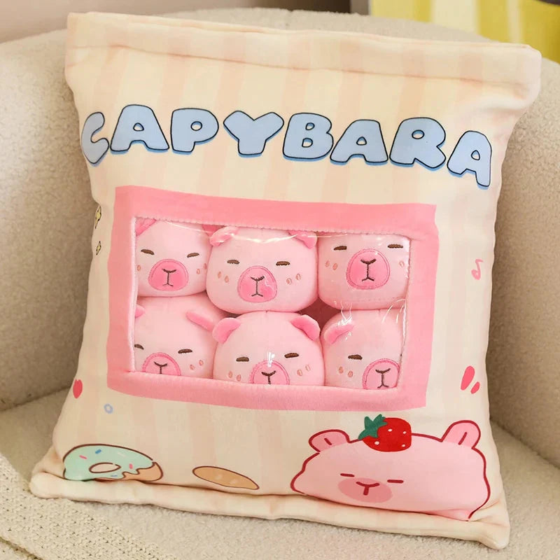 Adorable Pink and Brown Capybara Plush Candy Bag Friends