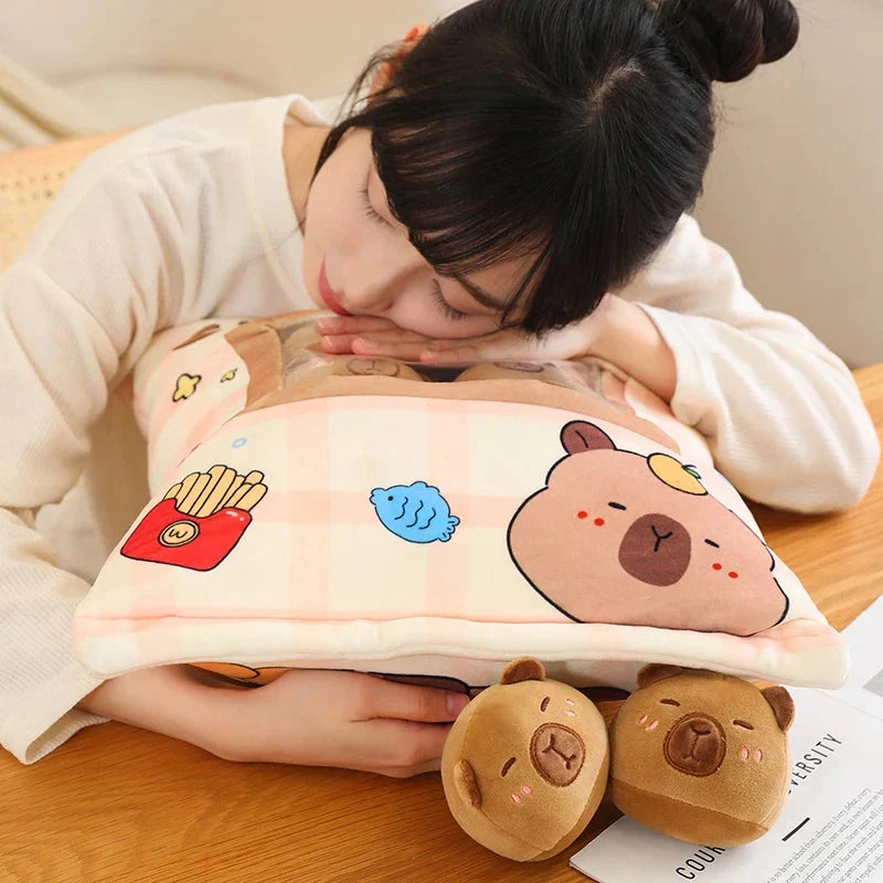Adorable Pink and Brown Capybara Plush Candy Bag Friends