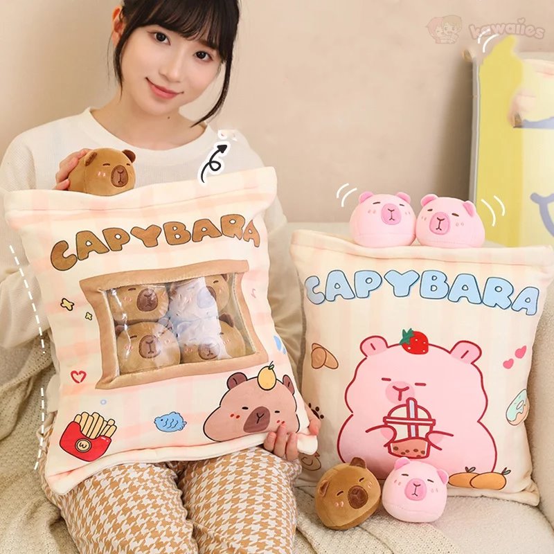 Adorable Pink and Brown Capybara Plush Candy Bag Friends