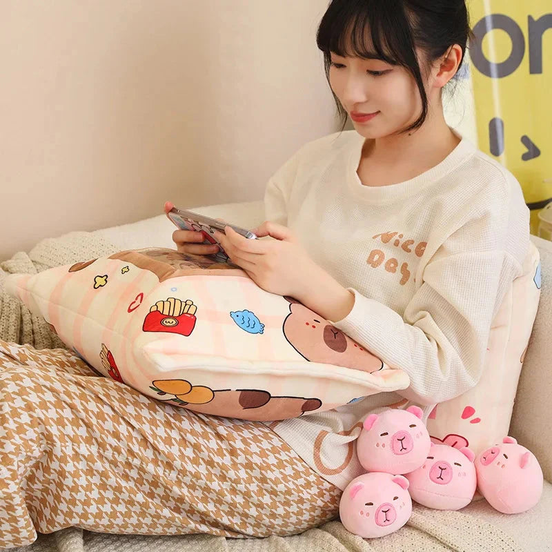 Adorable Pink and Brown Capybara Plush Candy Bag Friends