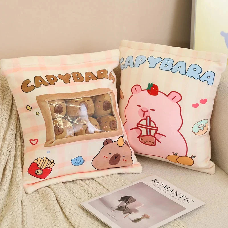 Adorable Pink and Brown Capybara Plush Candy Bag Friends