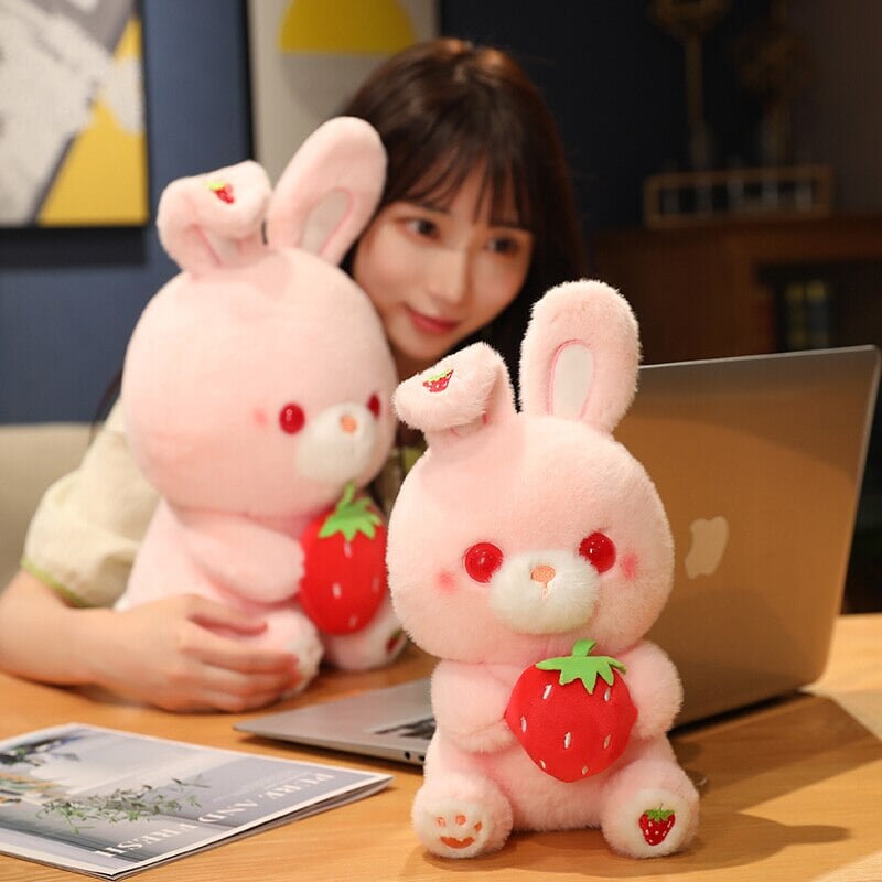 Adorable Pink Strawberry Bunny Plush Toy