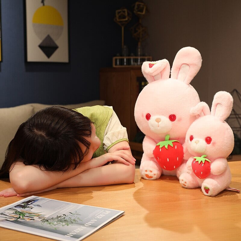 Adorable Pink Strawberry Bunny Plush Toy