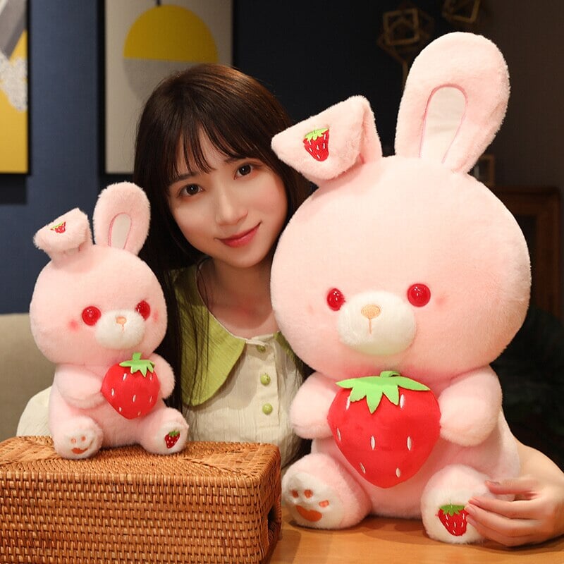 Adorable Pink Strawberry Bunny Plush Toy