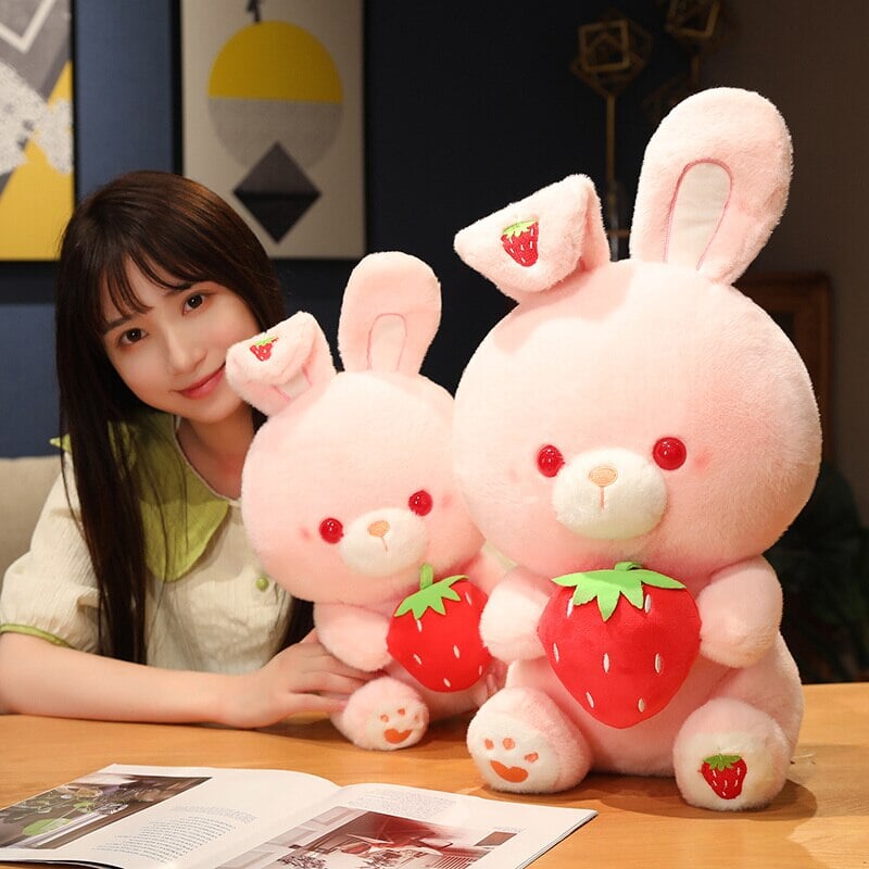Adorable Pink Strawberry Bunny Plush Toy