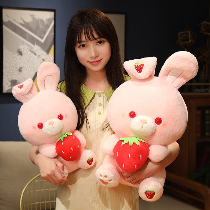 Adorable Pink Strawberry Bunny Plush Toy