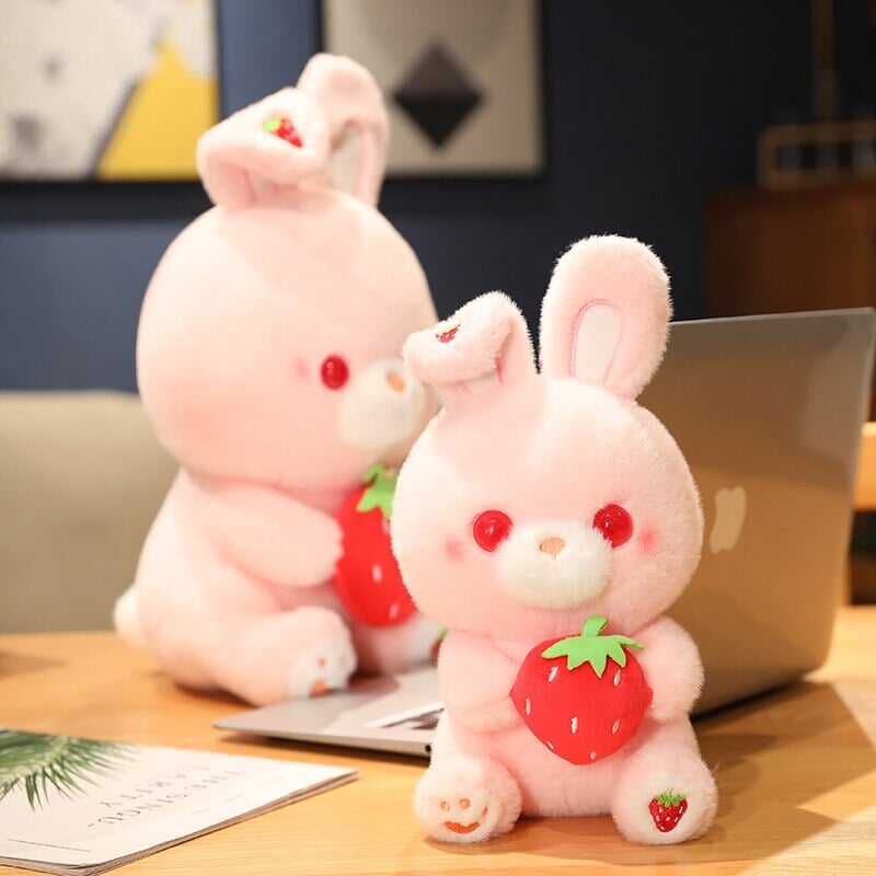 Adorable Pink Strawberry Bunny Plush Toy