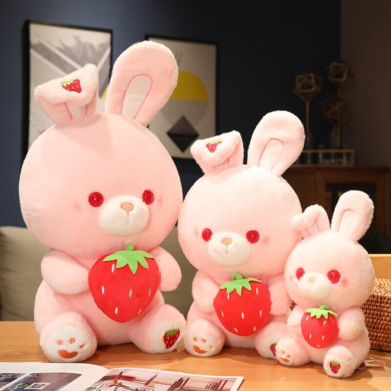 Adorable Pink Strawberry Bunny Plush Toy