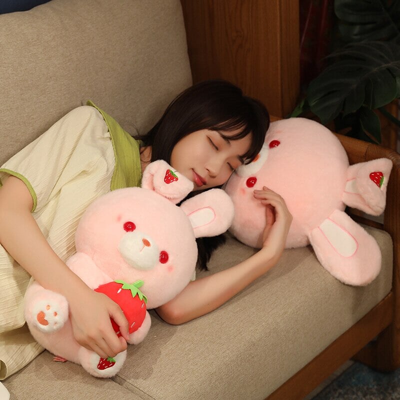 Adorable Pink Strawberry Bunny Plush Toy
