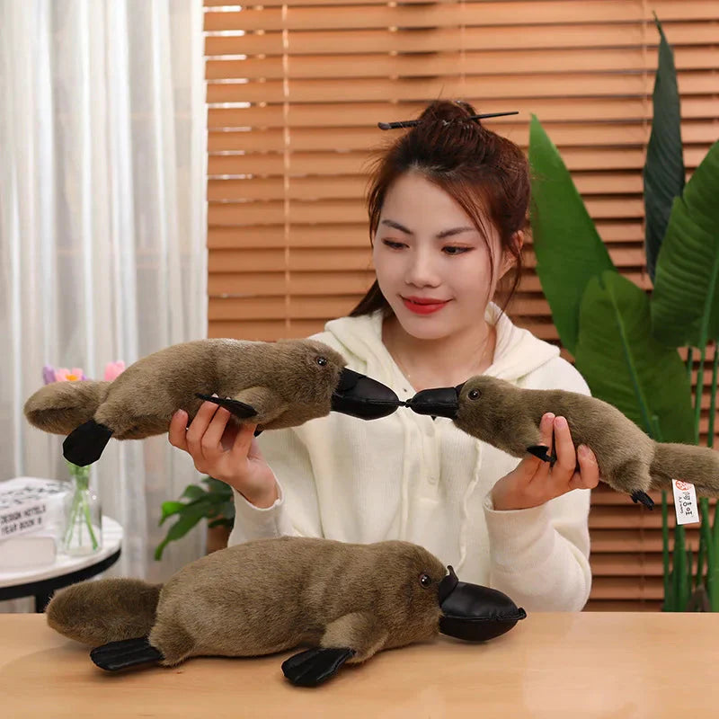 Cuddle Up with Pleep the Adorable Fluffy Brown & White Platypus Plush!