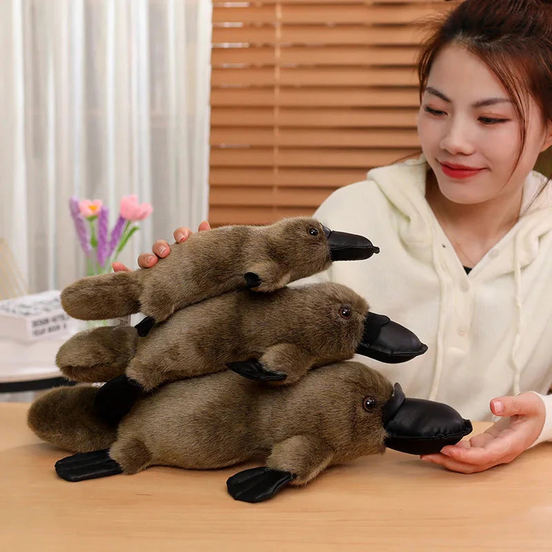Cuddle Up with Pleep the Adorable Fluffy Brown & White Platypus Plush!