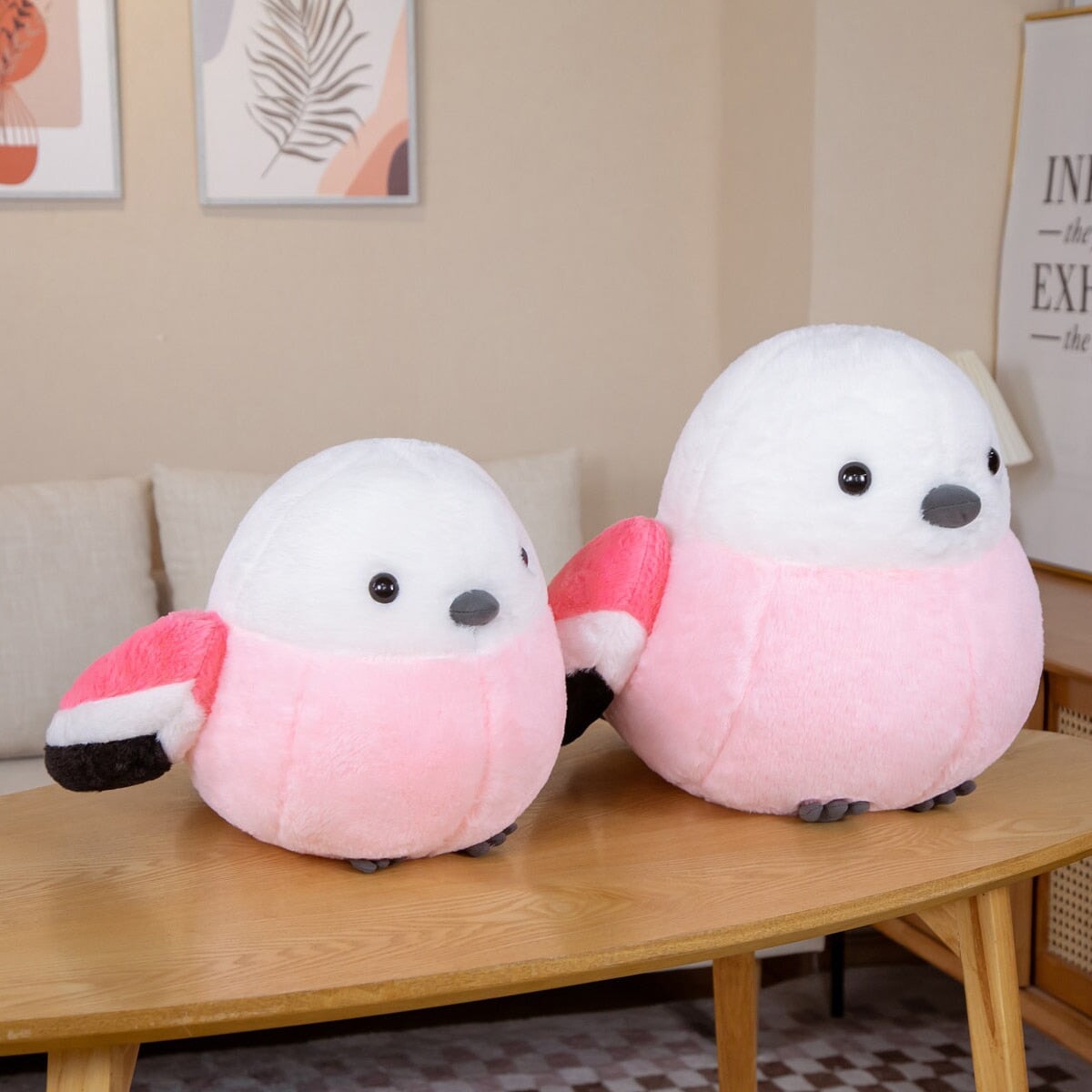 Colorful and Cuddly Puffy Bird Plush Toys